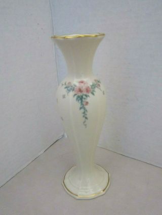 Lenox Petite Rose Bud Vase Ivory Floral Design Gold Rim 8 
