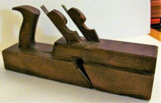 Antique Vtg Wood Wooden Molding Plane Concave Curve With 2 Blades 13 1/2 " Long