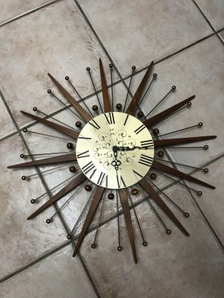 Vintage Mid Century Modern Starburst Sputnik Sunburst Atomic Wall Clock