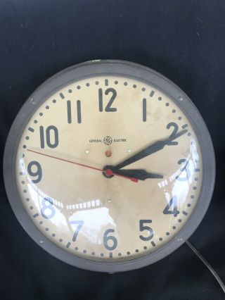 Vintage General Electric Telechron School Industrial Wall Clock Retro Old