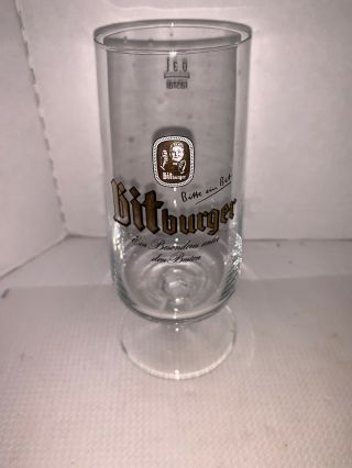 Vintage Bitburger Bitte Ein Bit Clear Stem Drinking Glass Rastal.  3l 6 1/2”