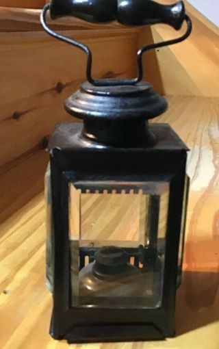 Antique Primitive Small Lantern Light Beveled Glass Kerosine Complete ? Skaters