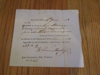 2 Revolutionary War Pay Order 1783 For Service In The Continental Army Document