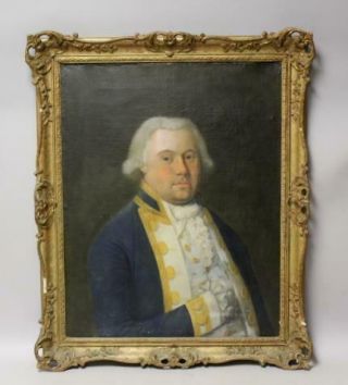 Rare 18th C American Oil/canvas Portrait Painting Of A Revolutionary War Officer
