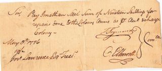 1776,  Oliver Ellsworth,  Signed Pay Order,  Repair Of Arms,  Jonathan Steel
