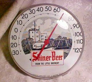Vintage Old Antique Brewery Bar Metal Shiner Beer Texas Glass Thermometer Sign