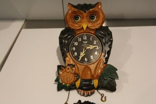 Vintage Miken Mi - Ken Owl Wall Clock From Japan