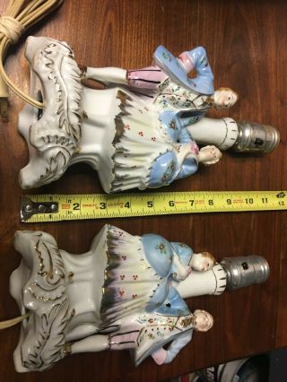 Vintage Victorian Colonial Couple Figurine Ceramic Lamp Base Made In Japan