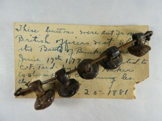 Leather Buttons Taken From Dead British Officer At Battle Bunker Hill - 1881 Loa
