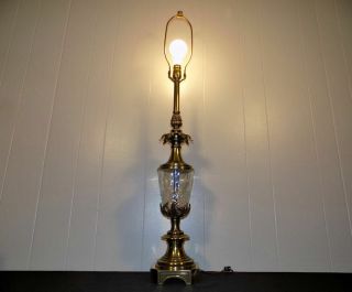 Stiffel Pineapple Brass & Crystal Table Lamp 40 " Hollywood Regency