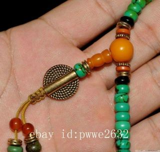 Tibet tibetan turquoise buddhist buddha prayer bead mala bracelet Dzi eye a01 2