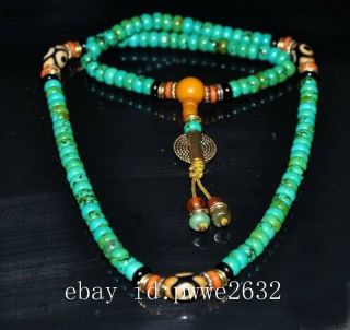 Tibet tibetan turquoise buddhist buddha prayer bead mala bracelet Dzi eye a01 3