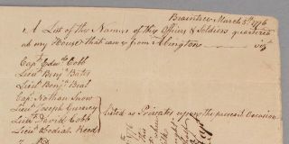 Antique Colonial 1776 Rev War Document Soldiers List Receipt for Home Billet 2