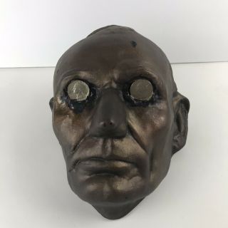 Vintage Death Mask Plaster Mold Face Sculpture Male Decorative Oddity Coin Eyes