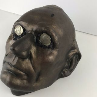 Vintage Death Mask Plaster Mold Face Sculpture Male Decorative Oddity Coin Eyes 2