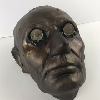 Vintage Death Mask Plaster Mold Face Sculpture Male Decorative Oddity Coin Eyes 3