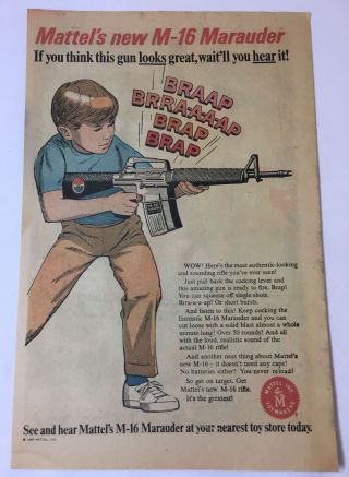 1967 Mattel Ad Page M - 16 Marauder Toy Machine Gun