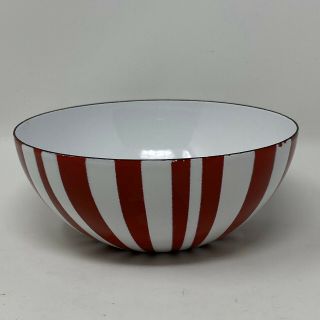 Vintage Cathrineholm Norway 6 " Red Striped Enamel Bowl Grete Prytz Kittelsen