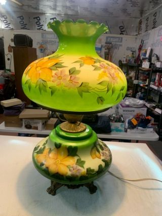 Vintage Large Gwtw Hurricane Hand Painted Electric Double Globe Parlor Lamp