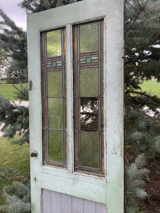 Antique Vintage Victorian Wood Door Stained Glass
