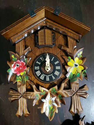 Cukoo Clock German Wood Hand Painted Coocoo