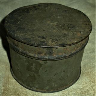Antique C.  1770 Revolutionary War Round Tin Box Great Primitive Tinware Vafo