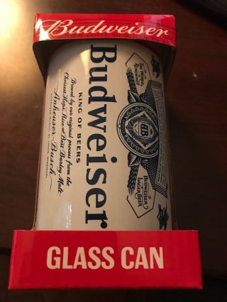 - Budweiser Glass Tumblers Beer Can Shaped Budweiser Mug 10oz.  White