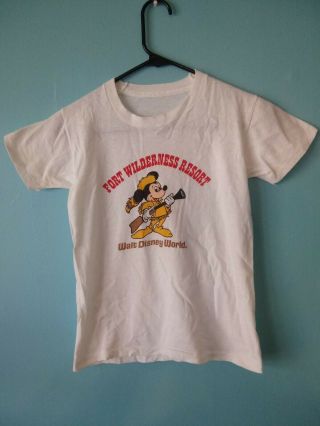 Rare Vintage 70s 80s Walt Disney World Fort Wilderness Mickey Shirt Kids Small.