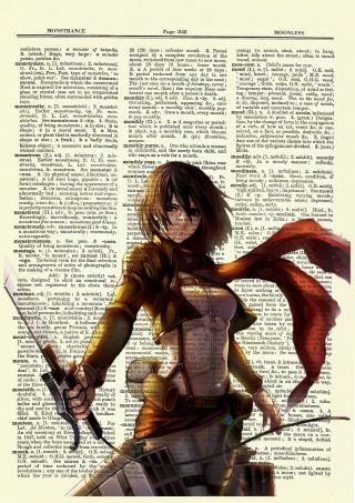 Mikasa Attack On Titan Anime Dictionary Art Print Poster Picture Book Manga