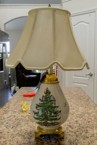 Spode Christmas Tree Electric Lamp W Shade Exc