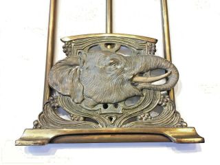 Antique Art Nouveau Elephant Expandable Brass Book Rack Bookends Ivory Wash