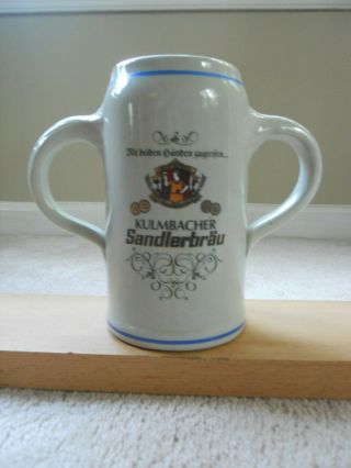 Vintage Kulmbacher Sandlerbrau Double - Handled 1l Beer Stein