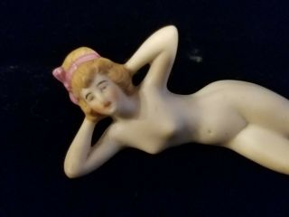 Vintage German Bisque Bathing Beauty Nude Figure Figurine Bavarian Aquarium Doll 2