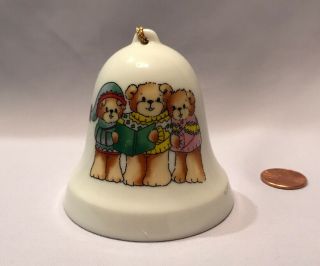 Lucy And Me Christmas Bear Caroling Bell Ornament Enesco 1988 F28