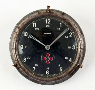 German Wwii Airplane Clock @ 1942 Black Dial Kienzle