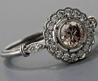 Art Deco Green Sapphire White Diamond 925 Sterling Silver Vintage Antique Ring 7