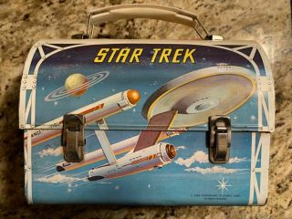 Gorgeous Vintage 1968 " Star Trek Dome " Metal Lunchbox By Aladdin W/orig Sticker