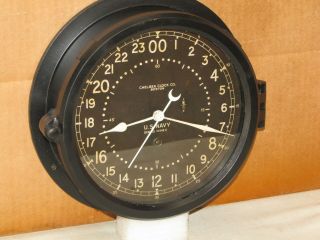 Chelsea U.  S.  Navy Ships Clock 8 1/2 In 24 Hr Dial 1942 Ww2 Restored
