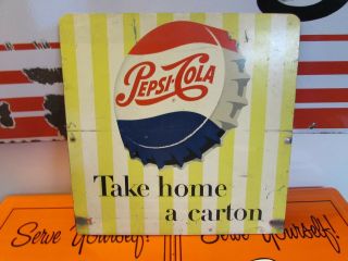 Vintage Pepsi Cola Sign Take Home A Carton Stout Sign Co St Louis,  Mo
