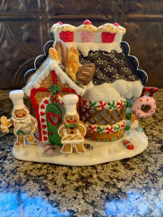 Party Lite Christmas Tea Light Holder Gingerbread Village 2 Bakery P8199