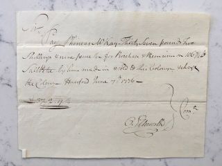 Oliver Ellsworth Revolutionary War Als Letter Signed Document Hartford Ct 1776
