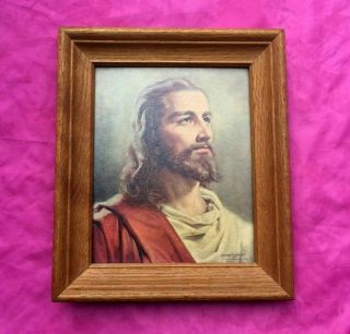 Vintage 1959 Peter V.  Bianchi Portrait Of Jesus Head,  Christ Litho Print -