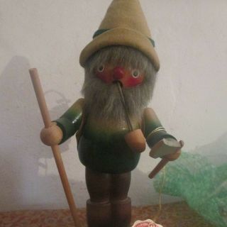 Vintage Doll Steinbach Smoker German Mushroom Man Woodsman Figurine - 10 " Tall