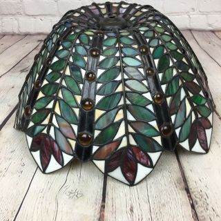 Tiffany Style Stained Slag Glass Lamp Shade Cover Vintage Quoizel Collectibles