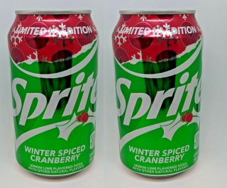 (2) Limited Edition Holiday Sprite Winter Spiced Cranberry Soda 12oz (355ml)