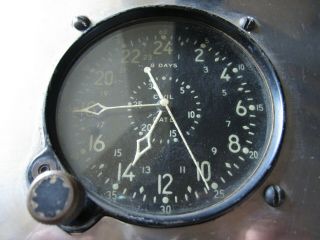 Vintage Waltham 8 Day And Date 24 Hour Dial Wwii Cockpit Clock On Al Stand Usa