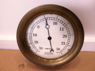 Large Vintage 7.  25 Inch Brass & Iron Federal Vacuum Pressure Gauge