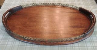 Vintage Hand Made Solid Wood Oval Tray 23 " Hand Crafted