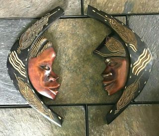 Hand Carved African Wood Carving Wall Decor,  Male And Female Set