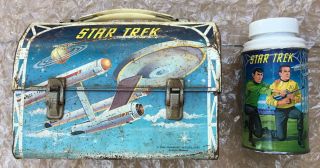 1968 Star Trek Vintage Metal Lunch Box Aladdin Industries With Thermos.